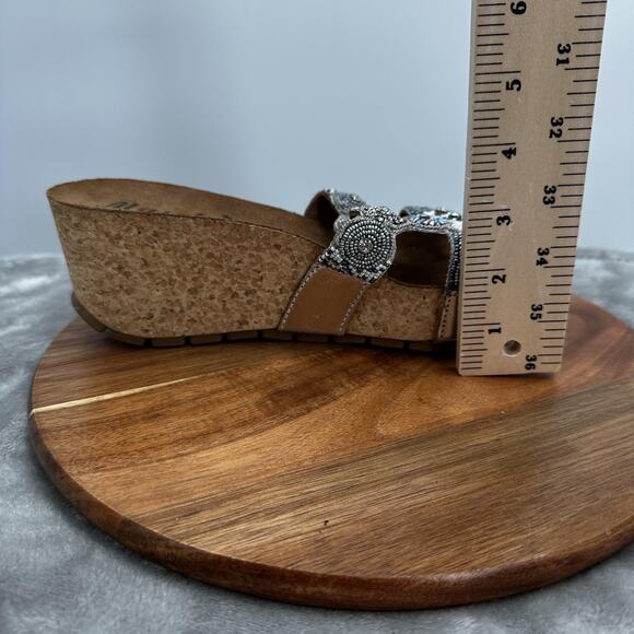 Mascha Shoes Womens Size 39 US 8.5‎ Silver Beaded Wedge Sandals Italy Platform - Picture 13 of 13